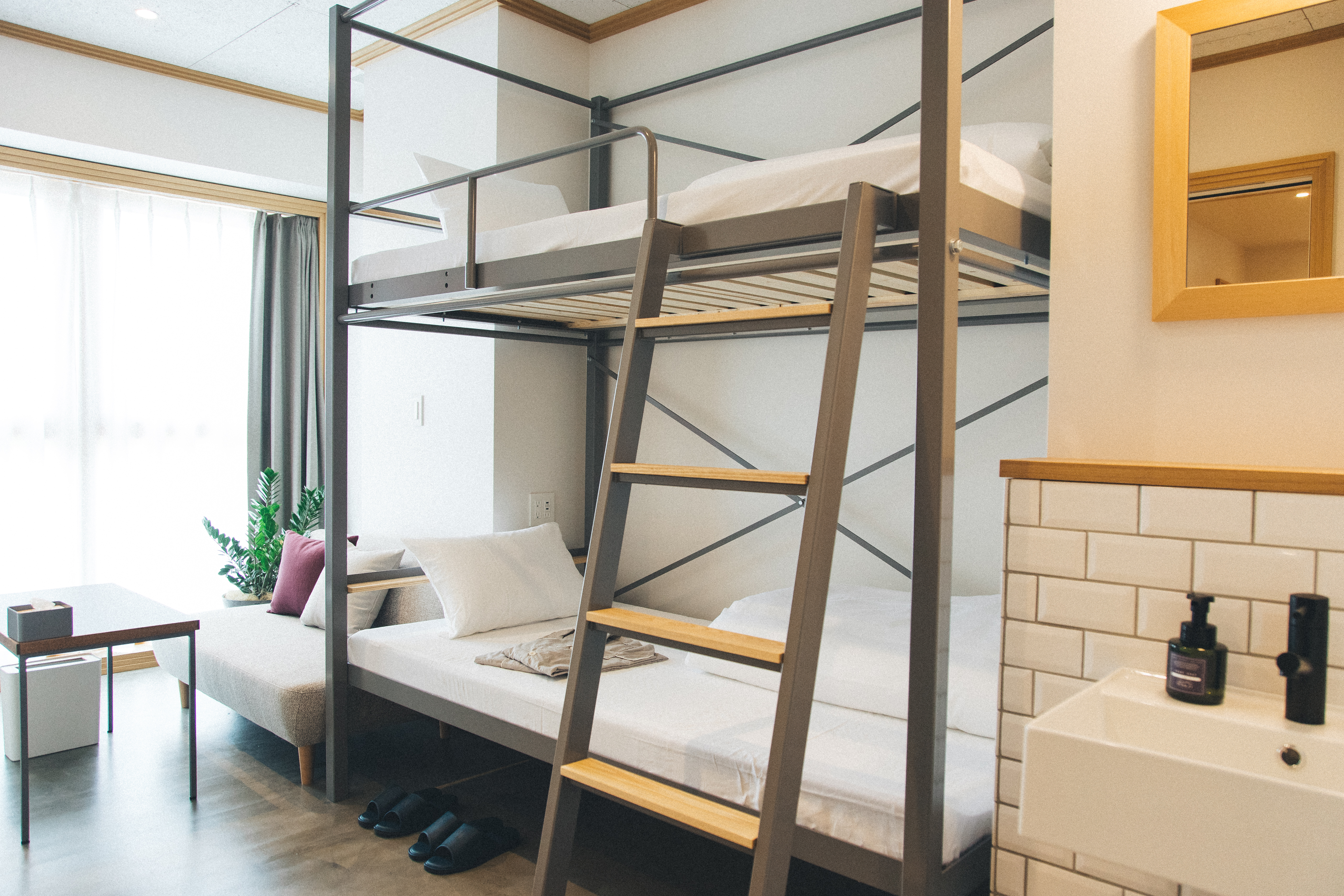Twin Bunk Bed with Shared Bathroom