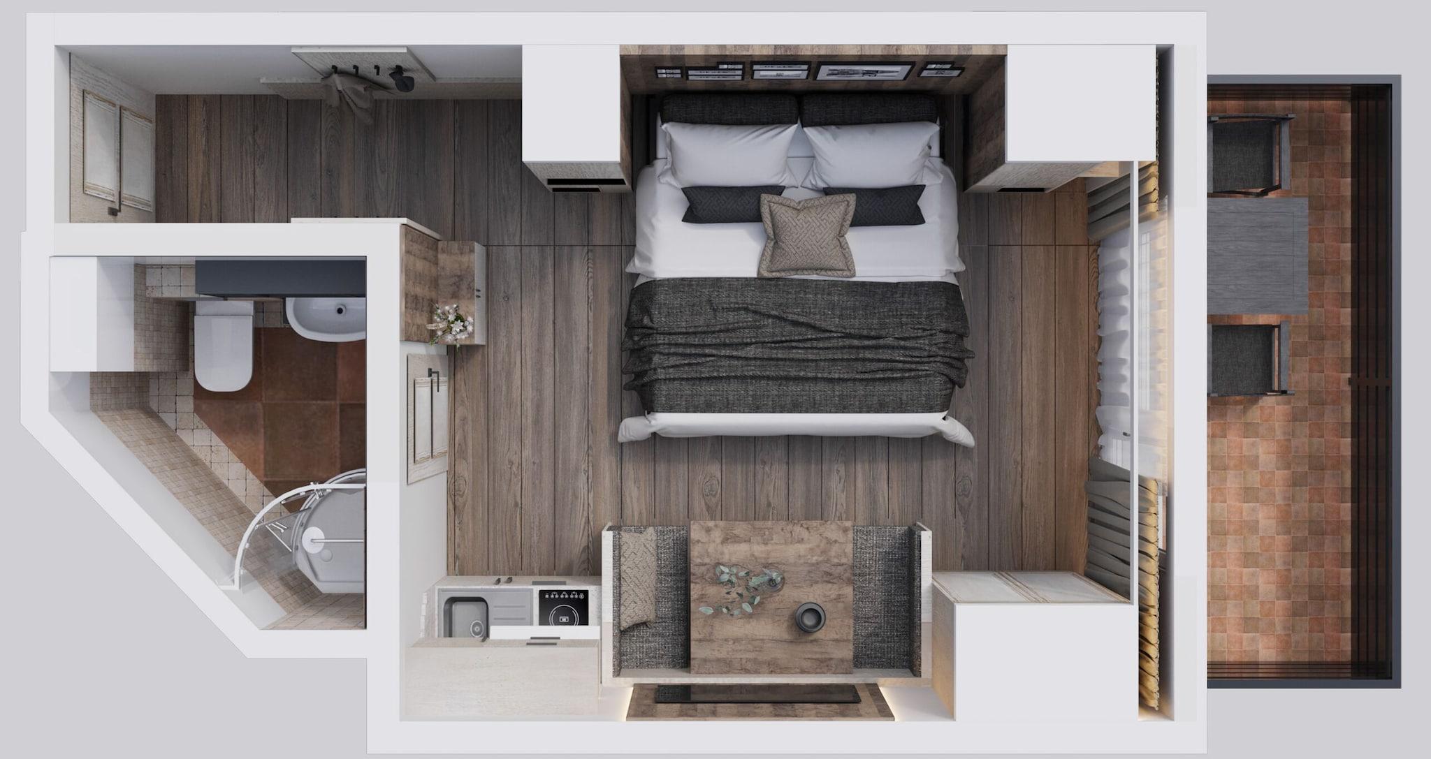 Studio with Double Bed