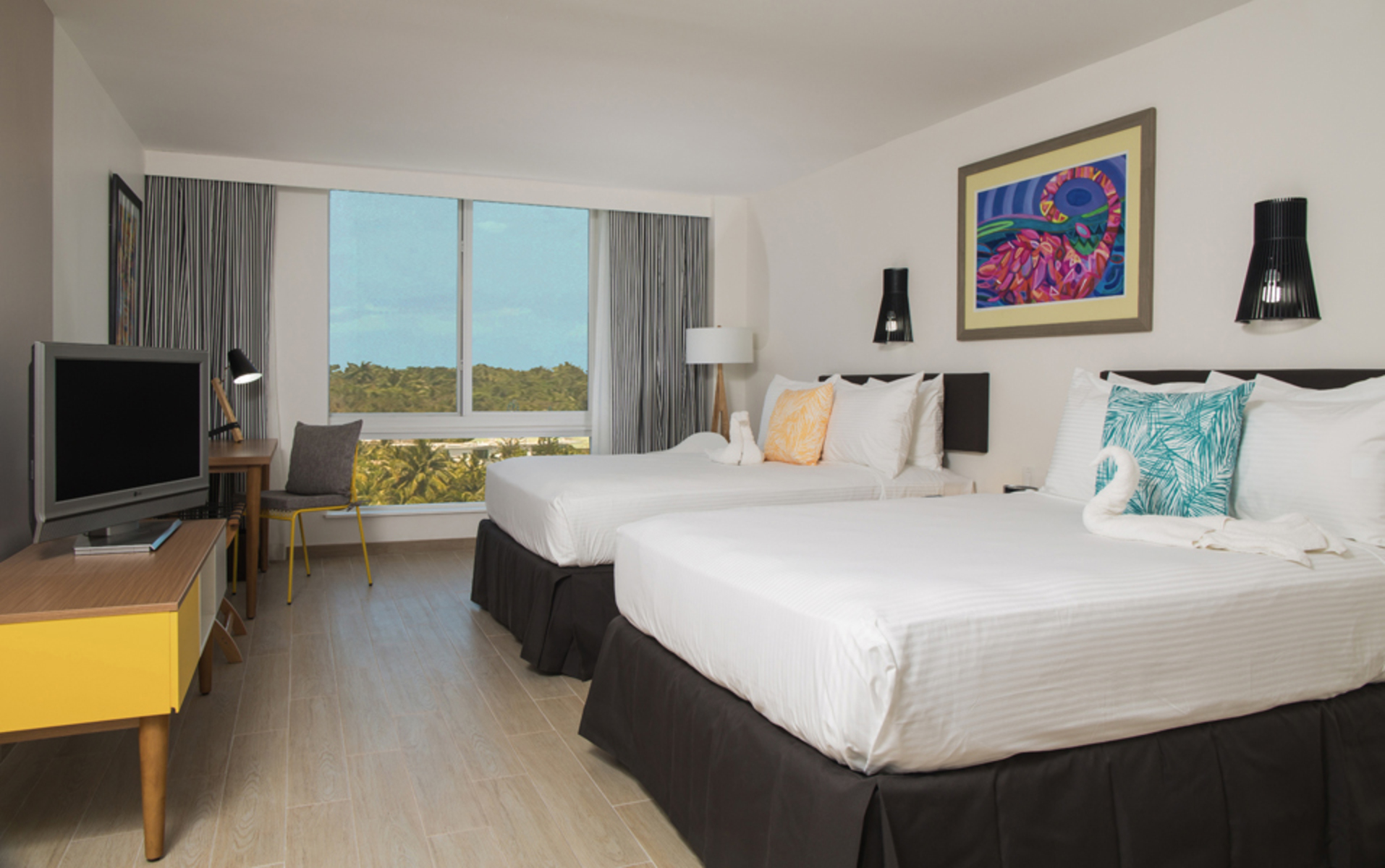 Room Partial Ocean View Two Double Beds