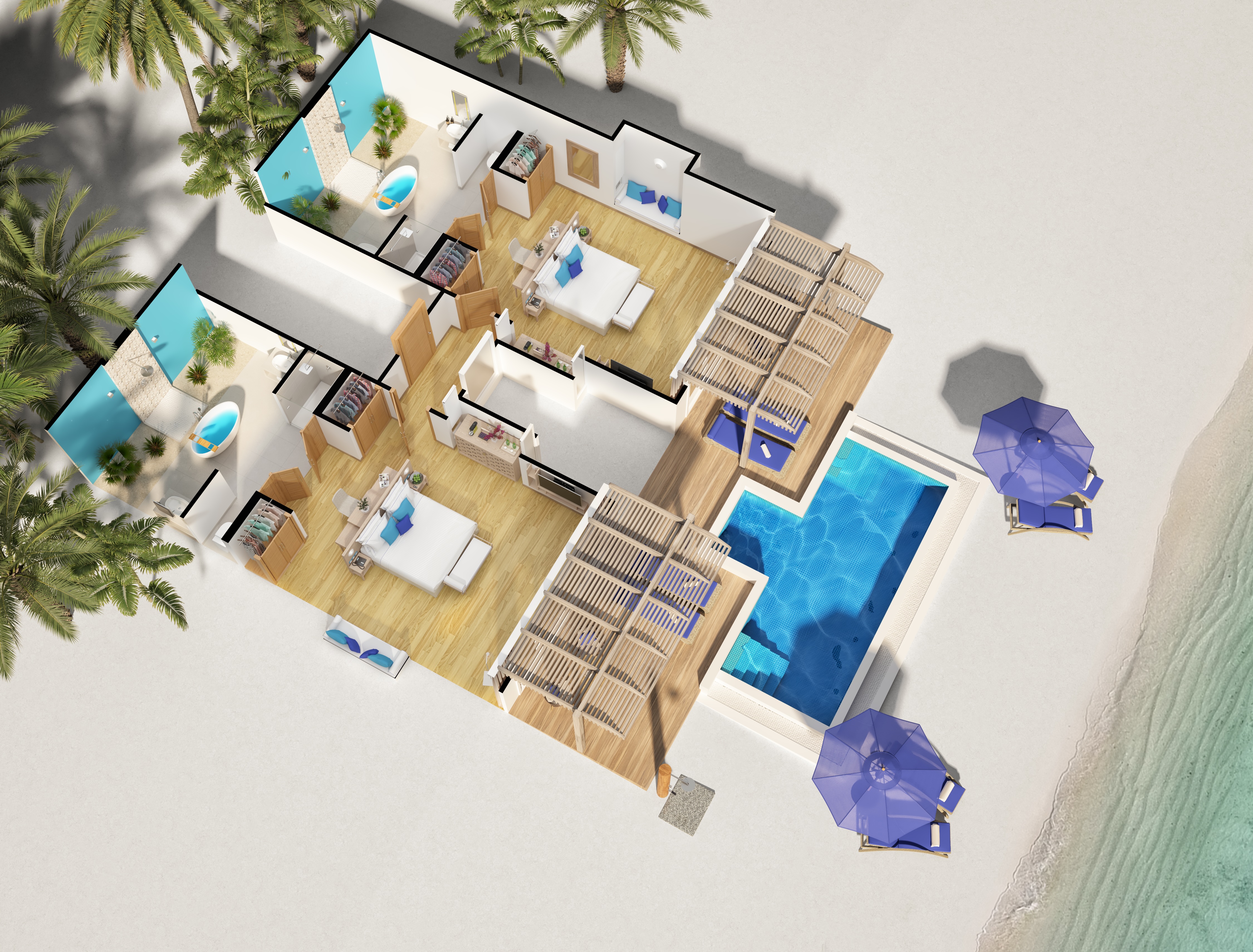 Family Room Beach Front Two Bedrooms