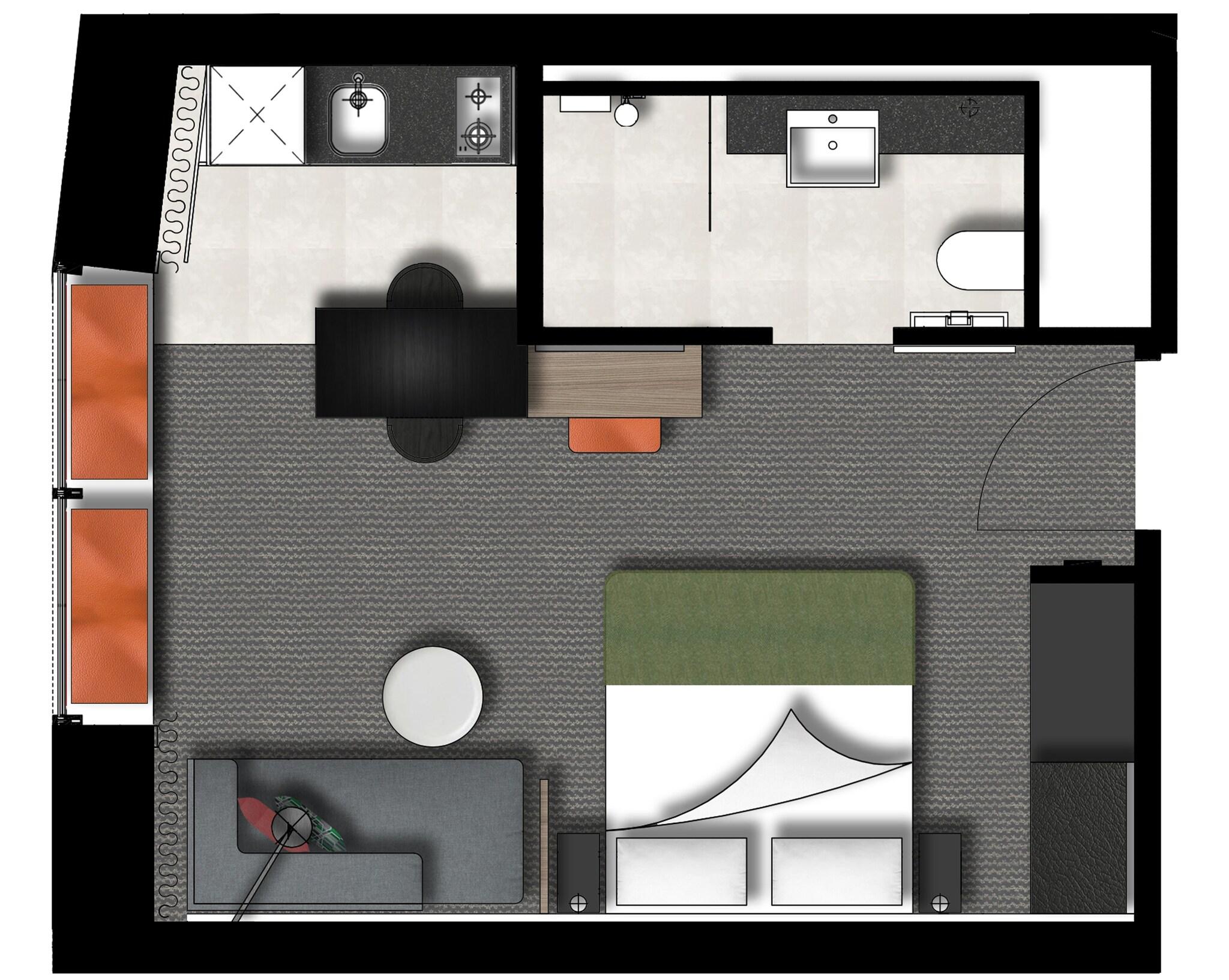 Studio King Size Bed