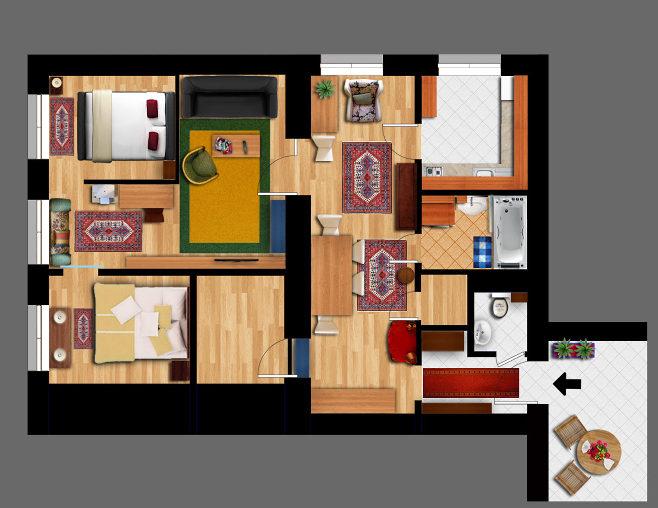 Apartment Capacity 5 Two Bedrooms