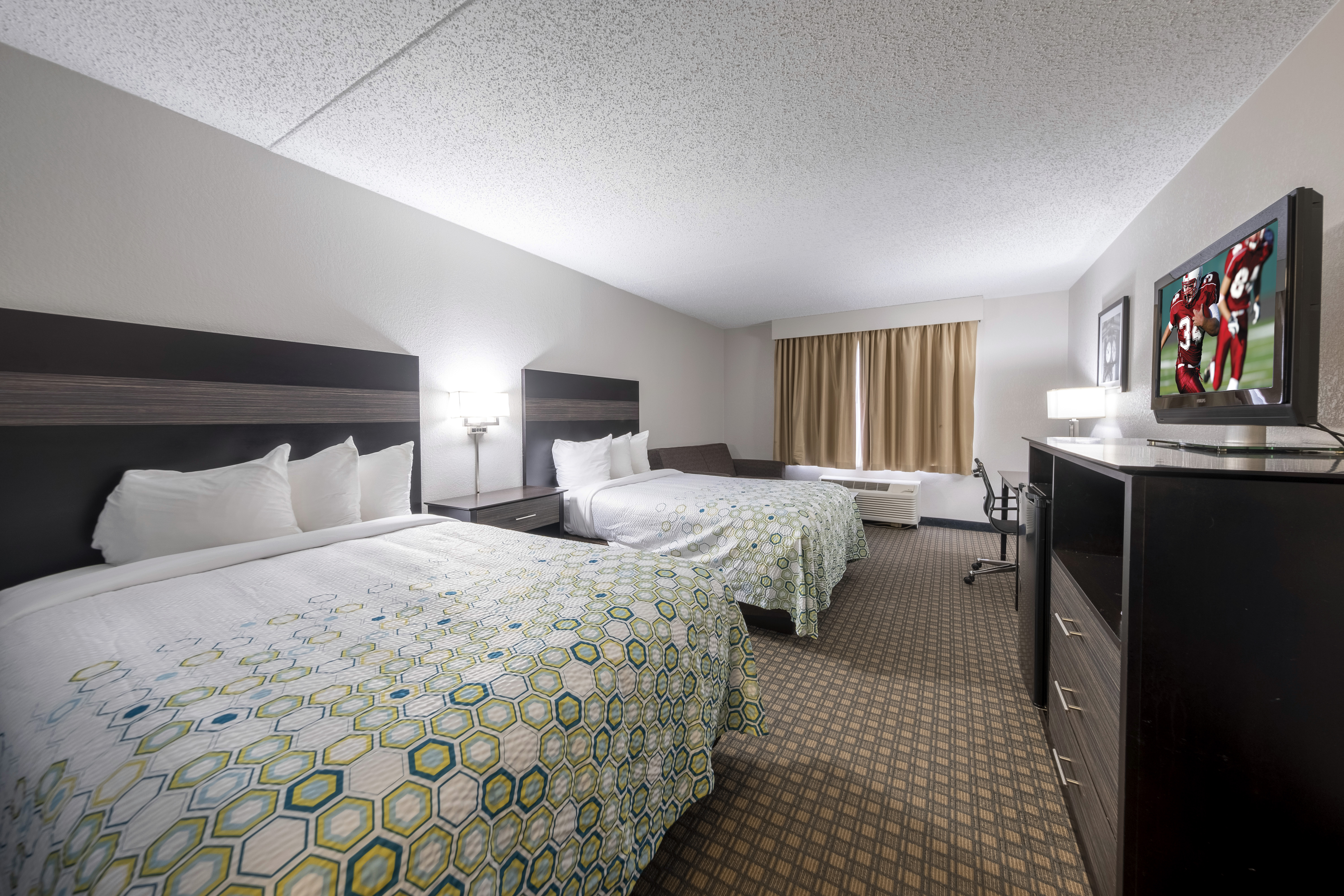 Double Two Double Beds One Bedroom 