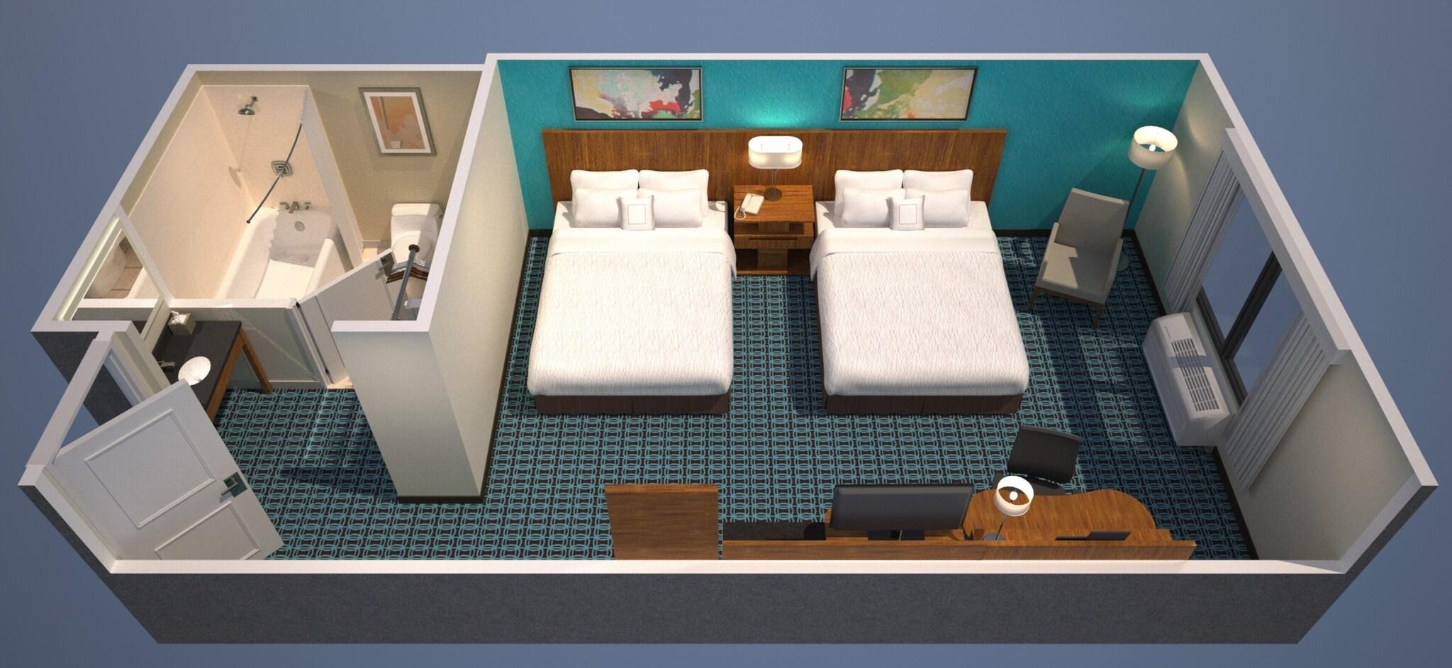 Double Two Double Beds