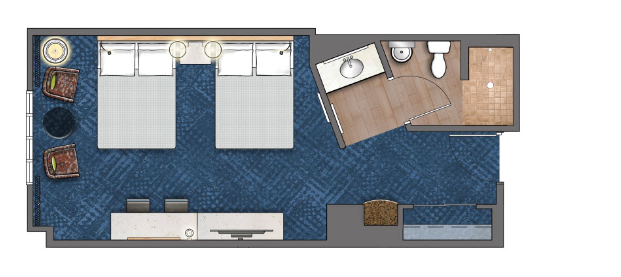 Quadruple Two Queen Beds