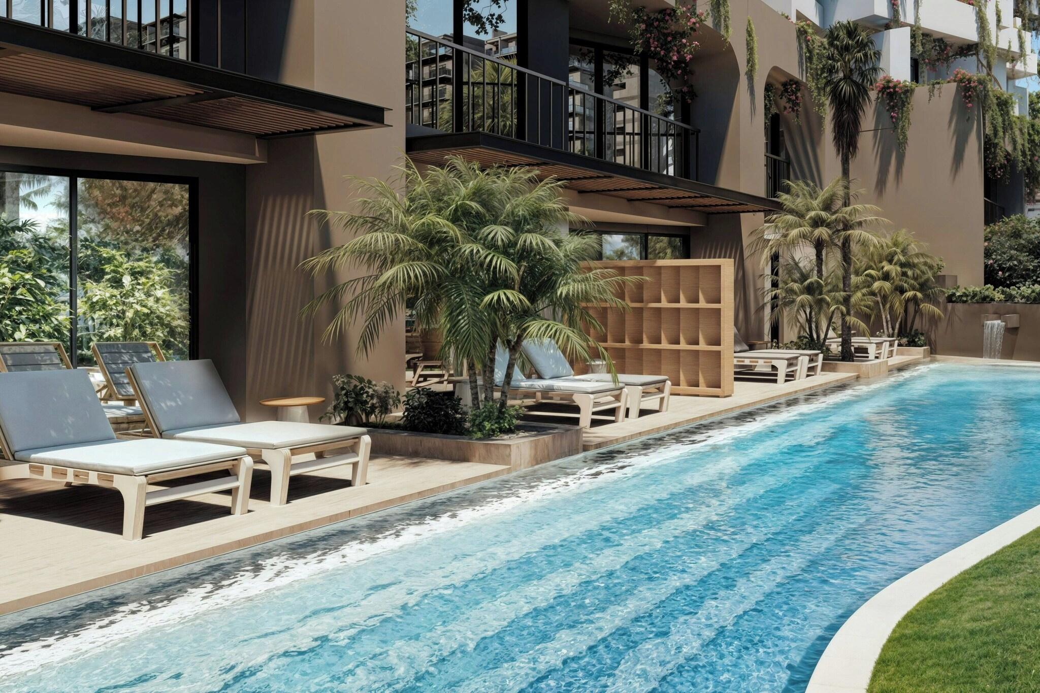 Quadruple Pool View Two Double Beds