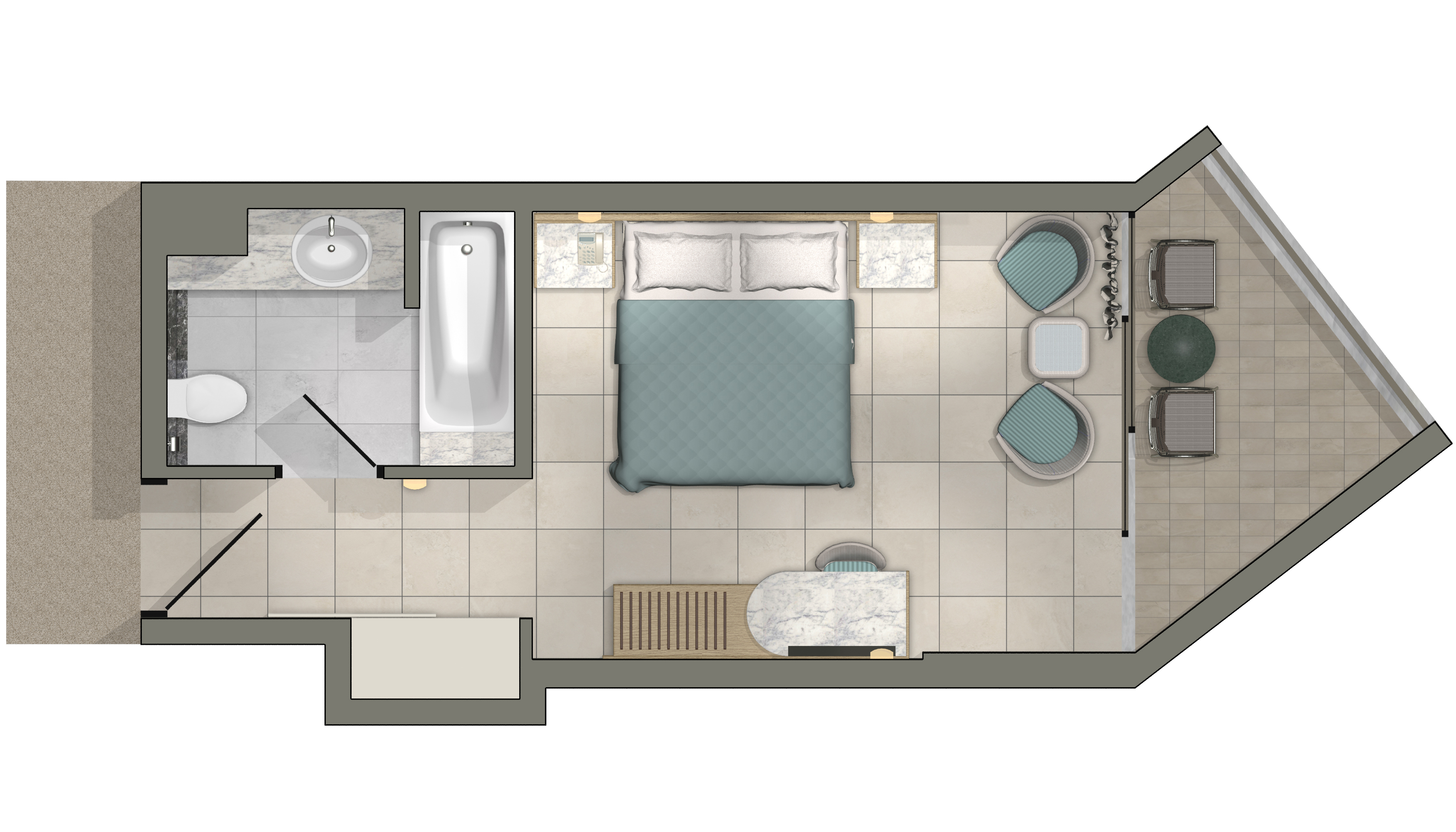 Double or Twin Partial Ocean View Two Double Beds