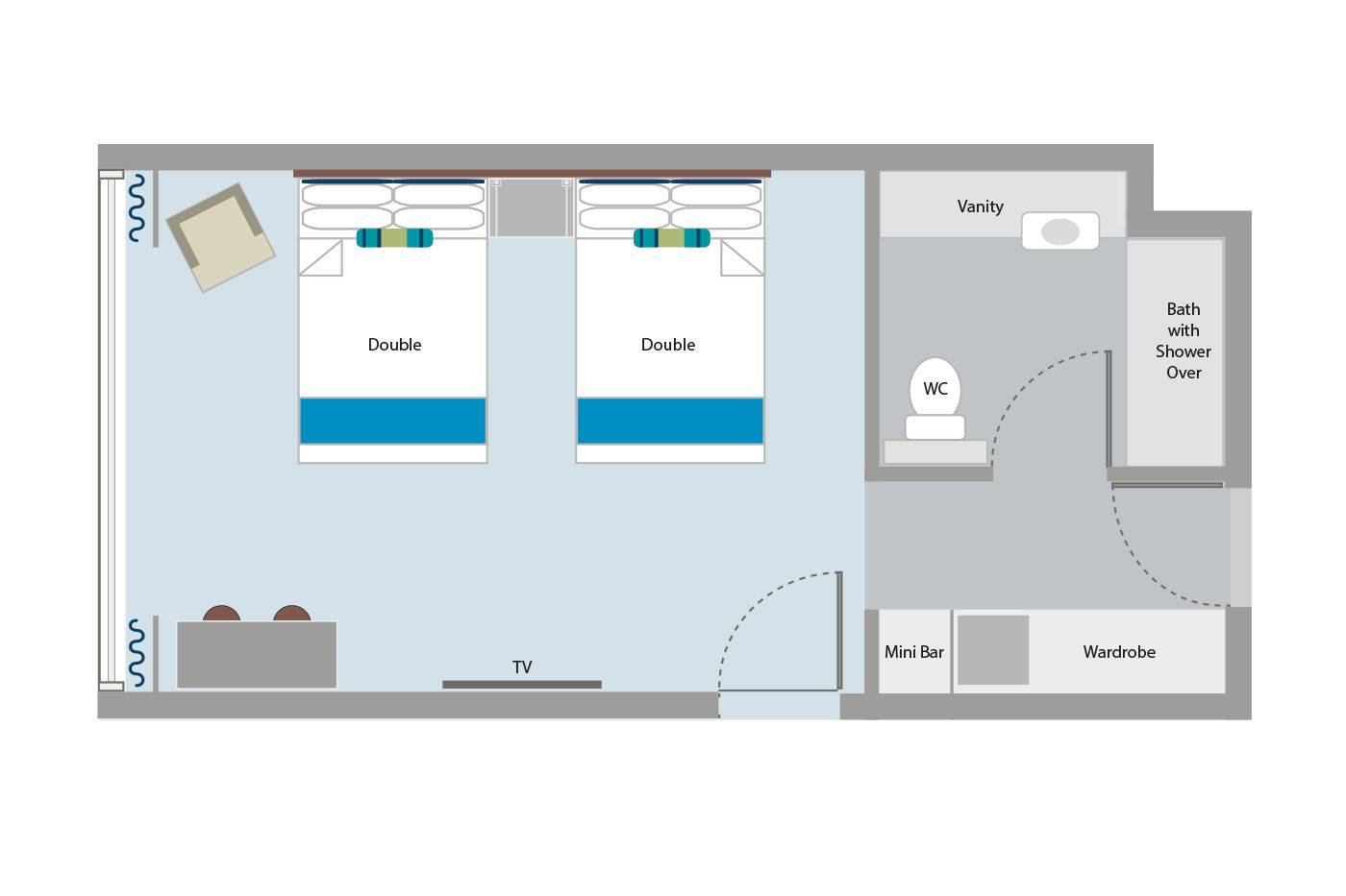 Twin Two Double Beds