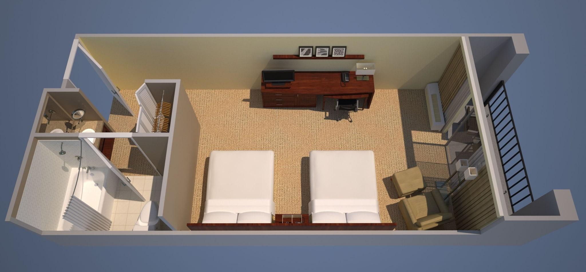 Double Two Queen Beds